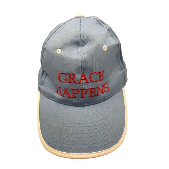 Grace Happens Blue Cotton Baseball Cap With Adjustable Strap C146 - Picture 1 of 8